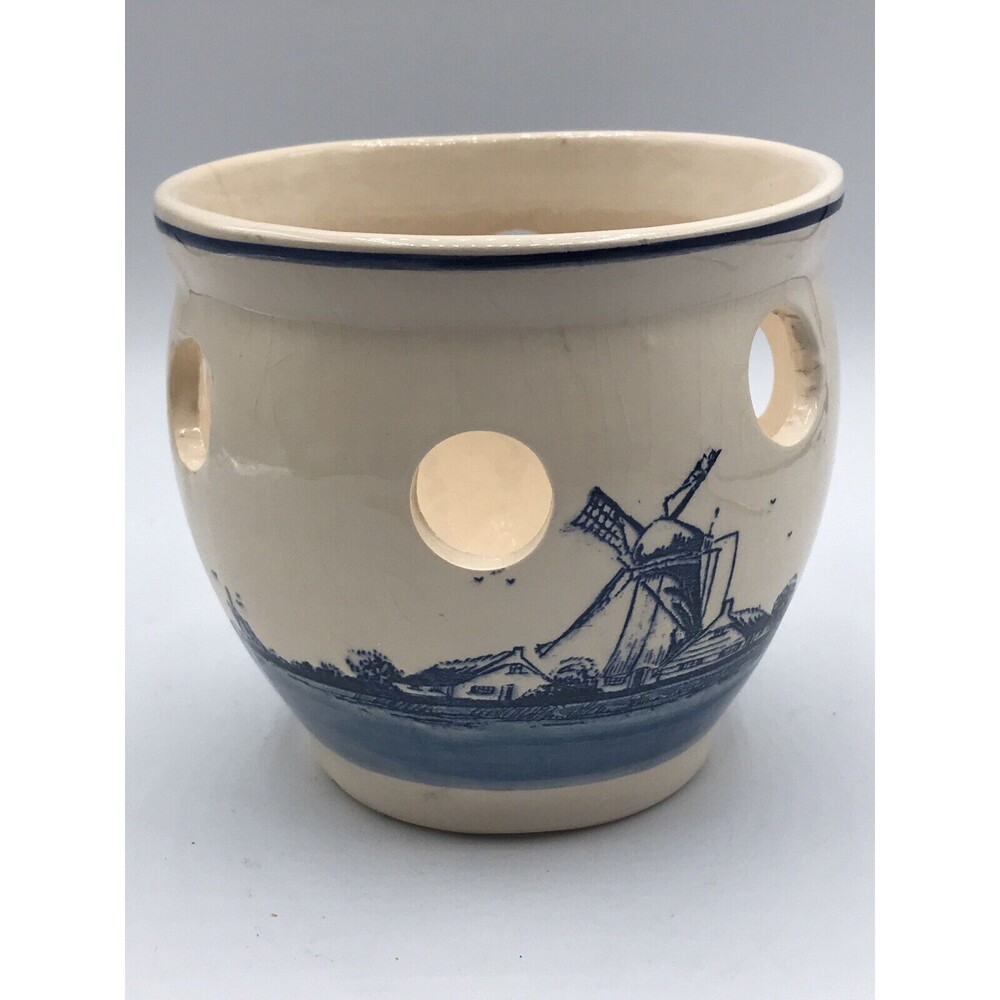 Delft‎ Co Holland Hand Painted Planter Porcelain Blue